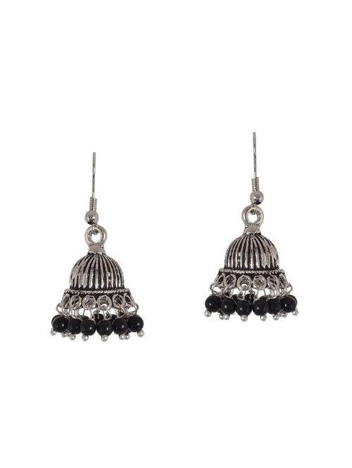 black metal silver jhumka earrings - 14224455 - Very Small Image - 1