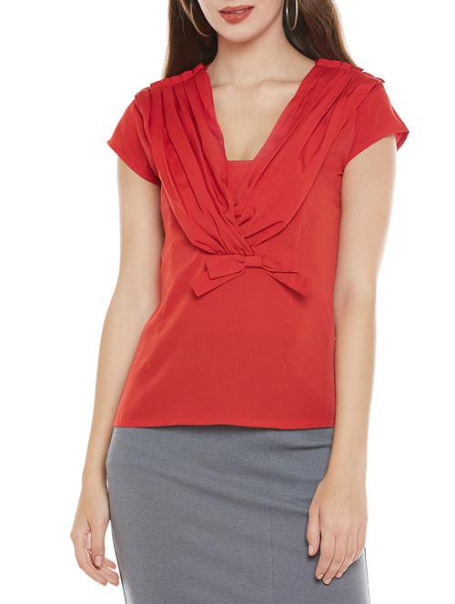 solid red casual top - 14228528 - Very Small Image - 1