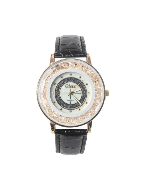 oleva black leather watch oplw-20 - 14237704 - Very Small Image - 1