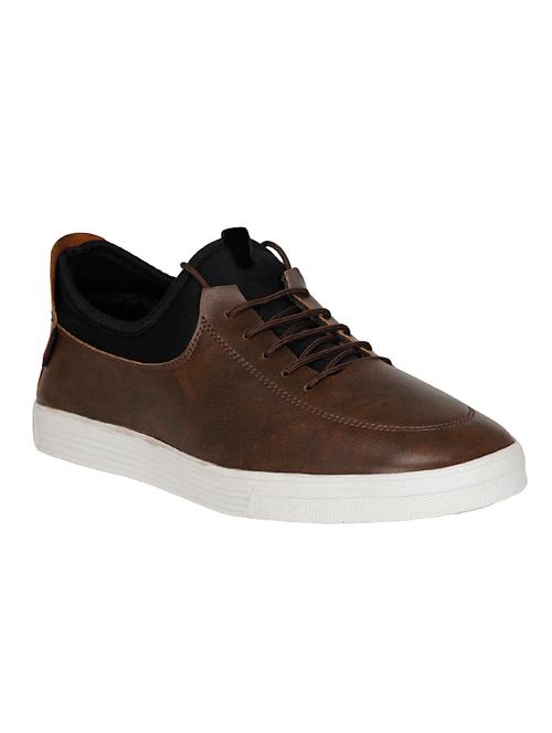 brown leatherette lace up sneaker - 14238258 - Very Small Image - 1