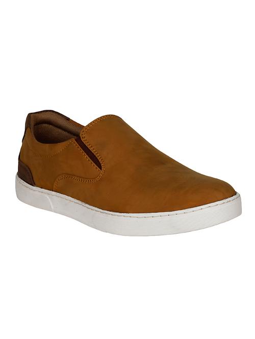 tan Leatherette casual slipon - 14238463 - Very Small Image - 1