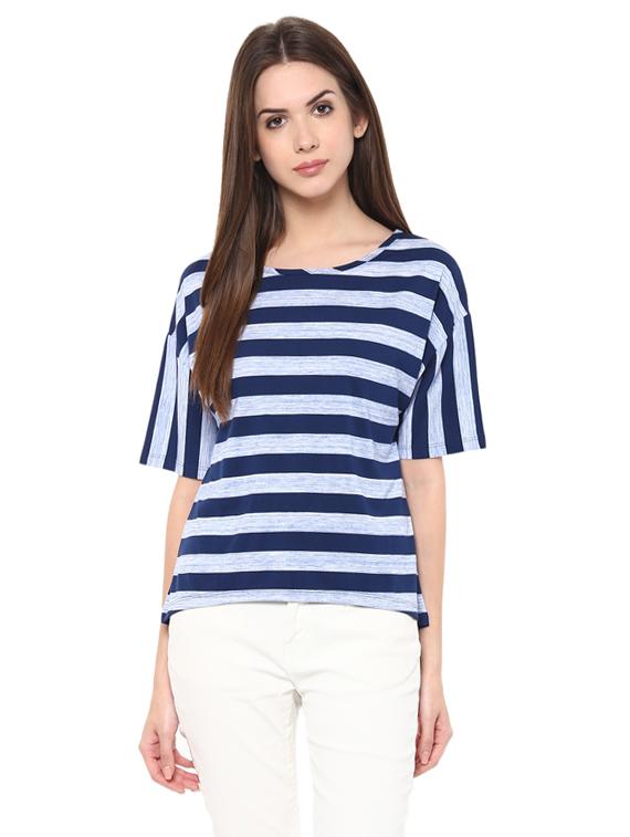 women's striped round neck t-shirt - 14248332 - Zoom Image - 0