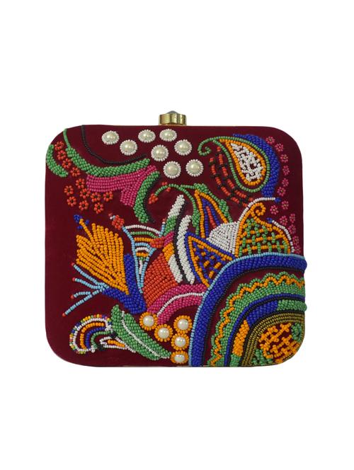 maroon suede box clutch - 14249730 - Very Small Image - 1