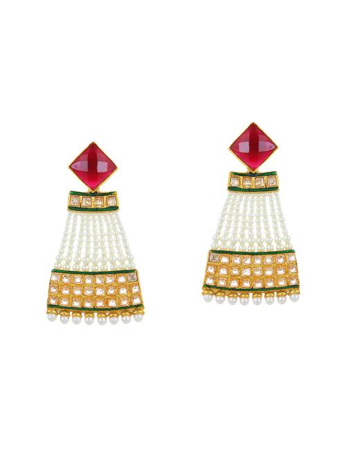red brass drop earring - 14259455 - Very Small Image - 1
