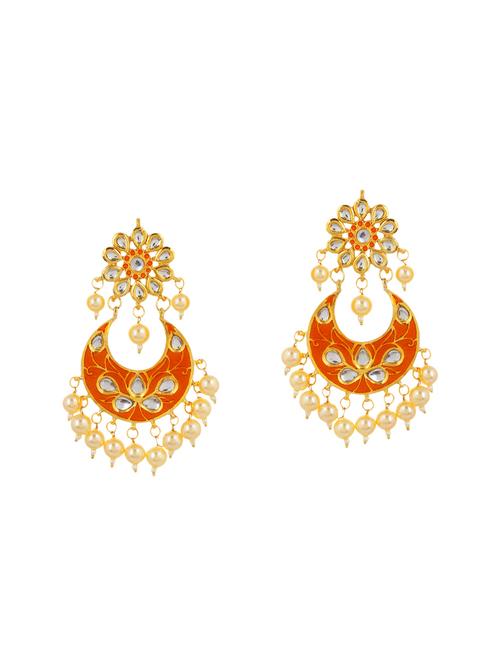 orange brass chandballi earring - 14259463 - Very Small Image - 1