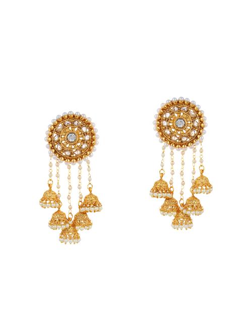 white brass jhumka earring - 14259469 - Very Small Image - 1