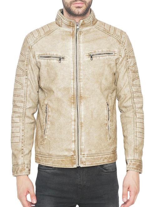 brown leather biker jacket - 14260963 - Very Small Image - 1