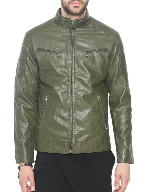 green faux leather biker jacket - 14260966 - Very Small Image - 1