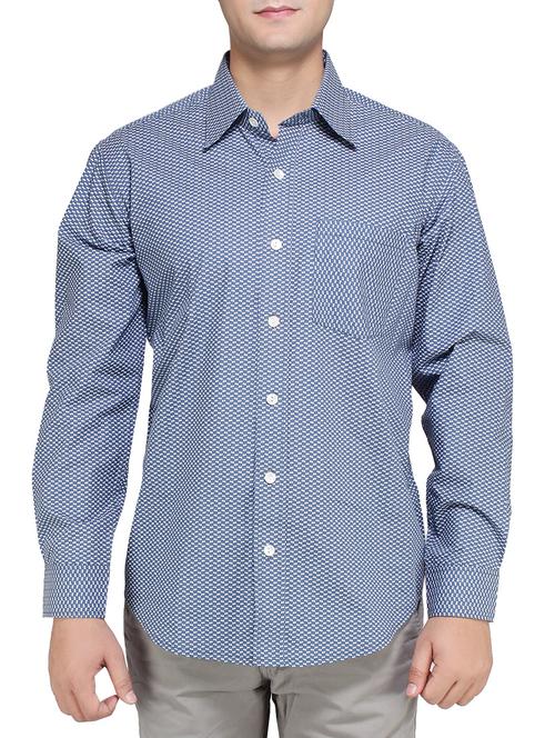 blue cotton casual shirt - 14262581 - Very Small Image - 1