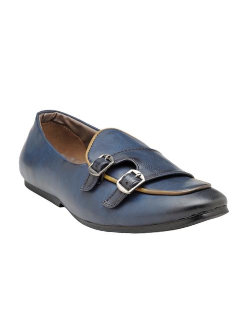 navy leatherette slip on monk strap - 14265838 - Very Small Image - 1