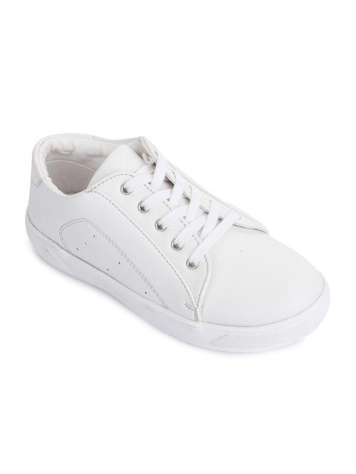 white leatherette lace up sneaker - 14268564 - Very Small Image - 1