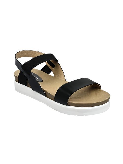 black faux leather flat forms sandals - 14320705 - Very Small Image - 1