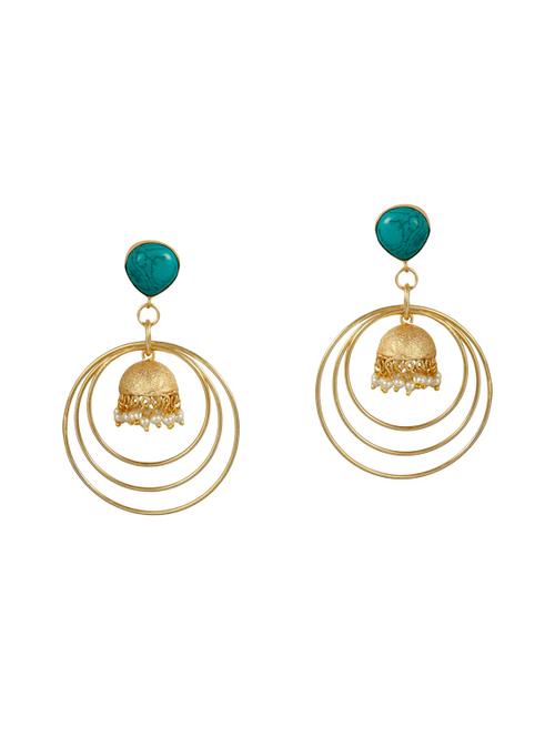 green metal chandellier earrings - 14323951 - Very Small Image - 1