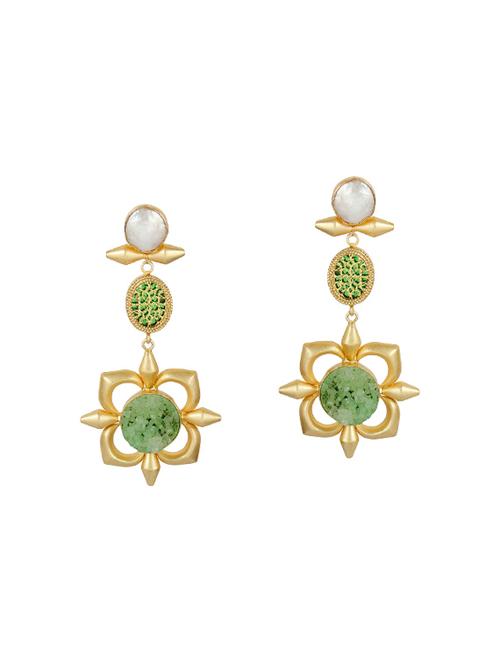 green metal drop earrings - 14323955 - Very Small Image - 1