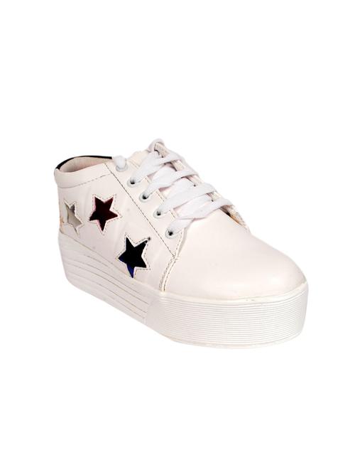 white faux leather laceup sneakers - 14327359 - Very Small Image - 1
