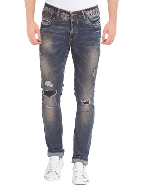 blue cotton patched  jean - 14331990 - Very Small Image - 1