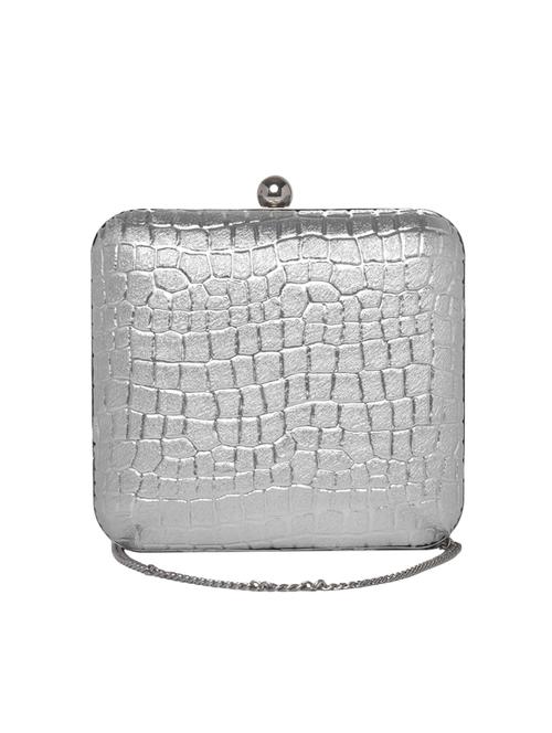 silver leatherette (pu) box clutch - 14340484 - Very Small Image - 1