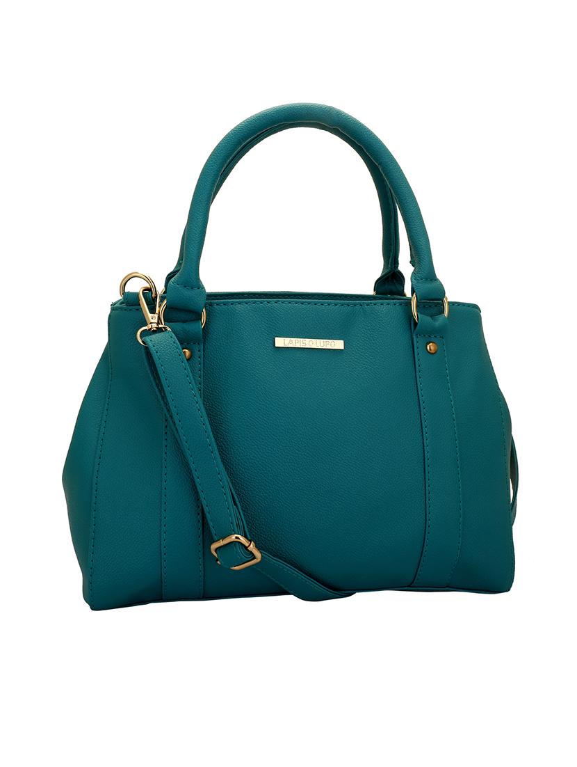 teal green solid regular handbag - 14350224 - Standard Image - 3