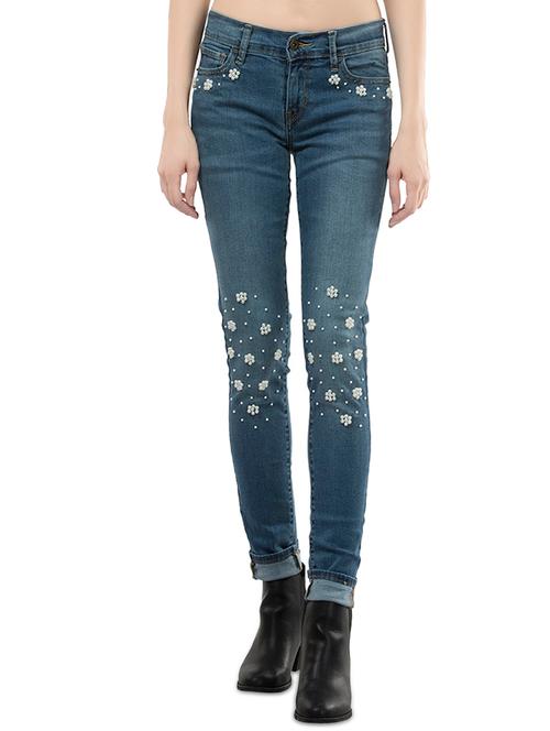 blue embellished denim jean - 14356041 - Very Small Image - 1