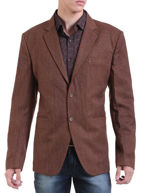 brown wool & polyester blend casual blazer - 14364784 - Very Small Image - 1