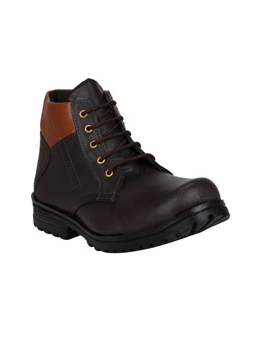 brown leatherette high ankle boot - 14367091 - Very Small Image - 1