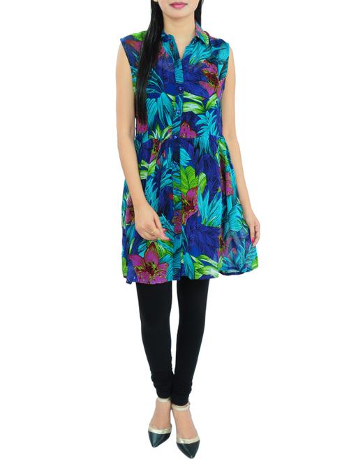 blue printed cotton tunic - 14373849 - Very Small Image - 1