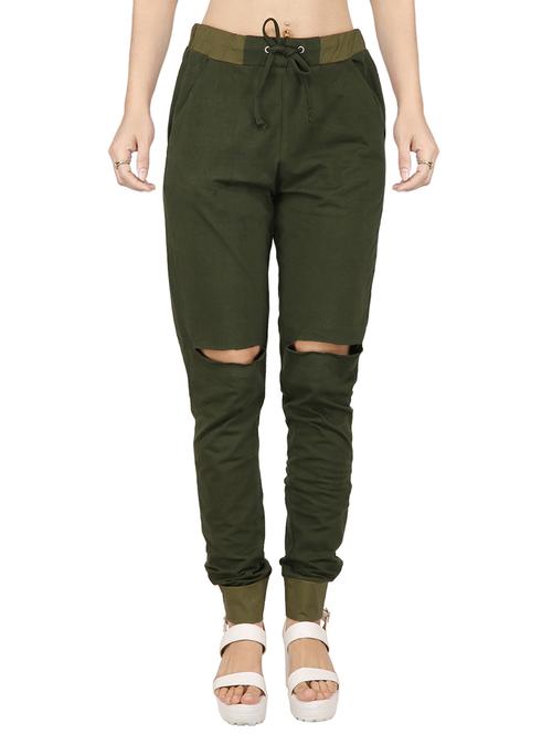 green cotton track pant - 14375064 - Very Small Image - 1