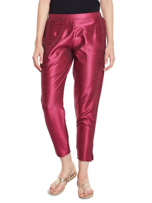 Purple Silk Blend Trousers - 14378936 - Very Small Image - 1
