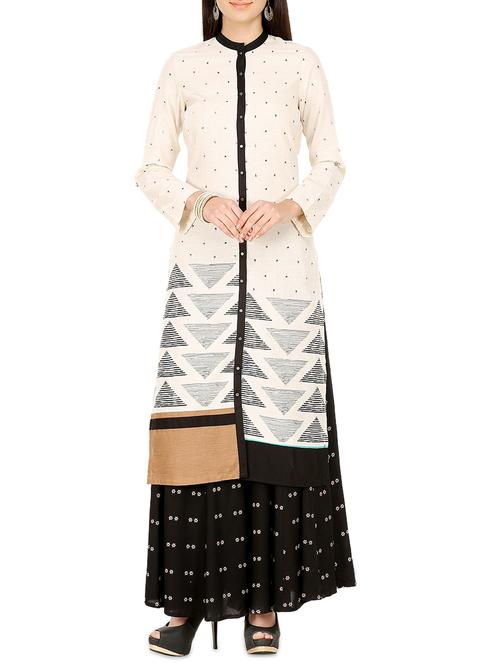 w white cotton straight kurta - 14379088 - Very Small Image - 1