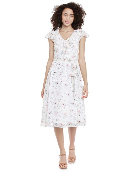 white printed ruffle dress - 14382909 - Very Small Image - 1