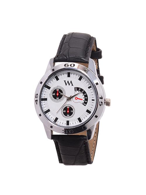 wm white dial black leather strap watch for  men and boys awc-013 - 14391216 - Very Small Image - 1