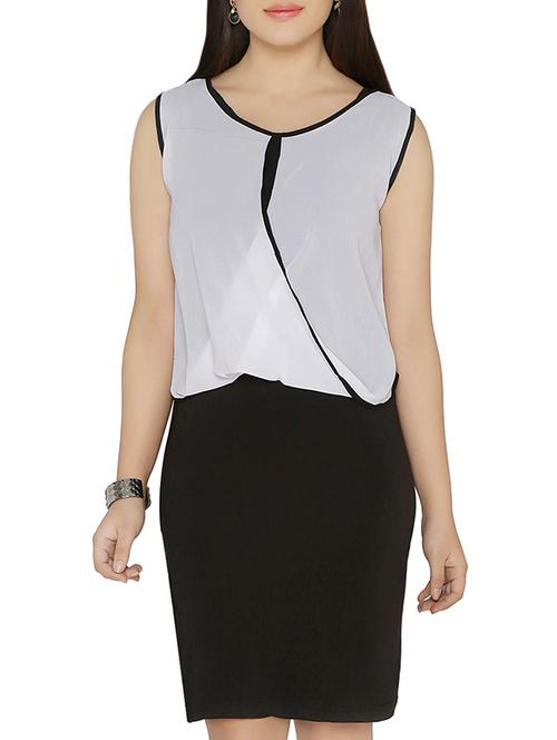 contrast piping blouson dress - 14394116 - Very Small Image - 1