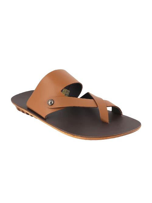 Tan Leather Slip On Slipper - 14397781 - Very Small Image - 1