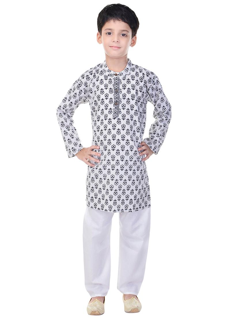 white cotton kurta set - 14428929 - Standard Image - 3