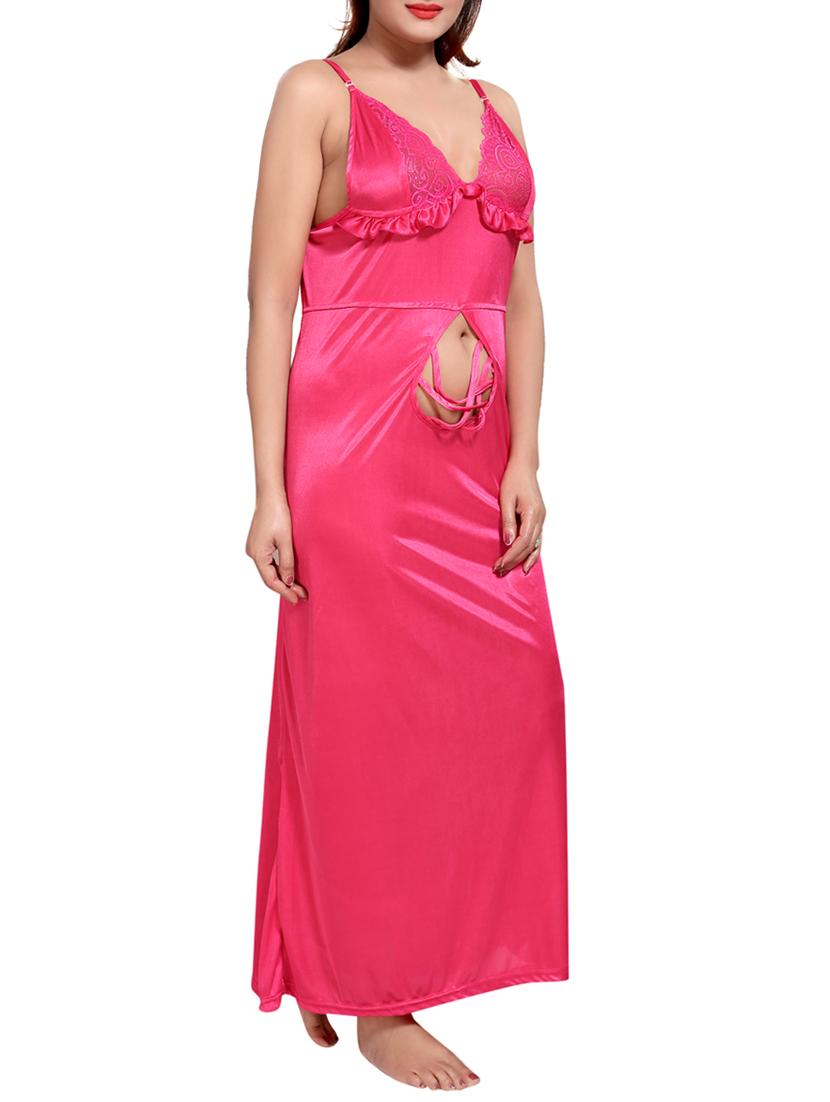 pink colored robe & nighty set - 14455175 - Standard Image - 4