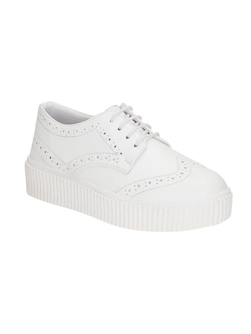 white faux leather laceup sneakers - 14457883 - Very Small Image - 1