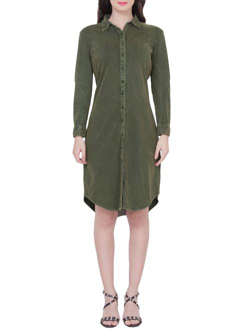 olive green shirt dress - 14468093 - Very Small Image - 1