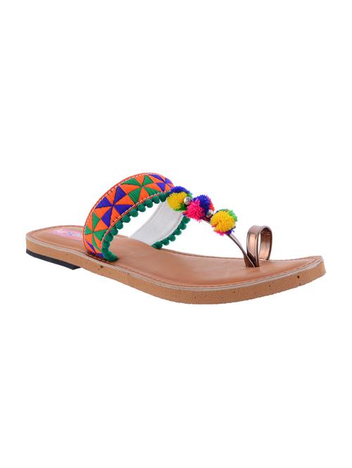 Multi Colored One Toe Kolhapuri - 14482717 - Very Small Image - 1