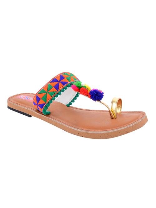 multi colored one toe kolhapuri - 14482718 - Very Small Image - 1