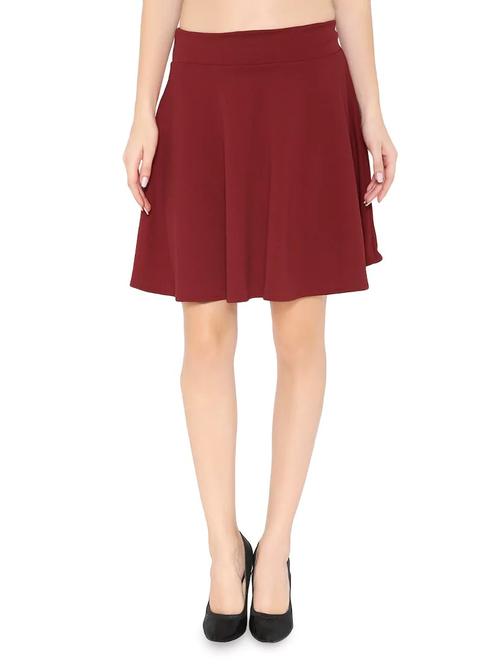 red solid skater skirt - 14490257 - Very Small Image - 1
