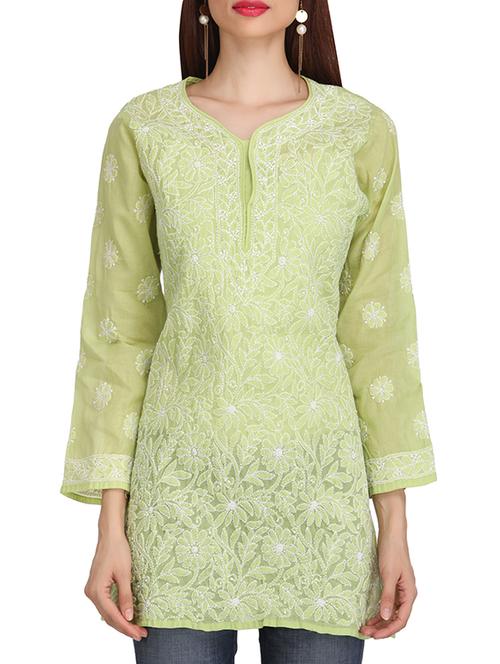 ada green cotton straight kurti - 14501511 - Very Small Image - 1