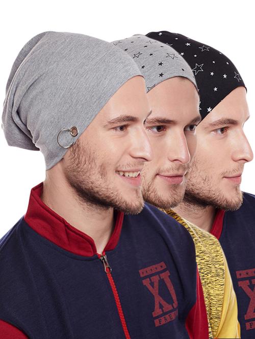 multi colored cotton winter caps (set of 3) - 14514731 - Very Small Image - 1