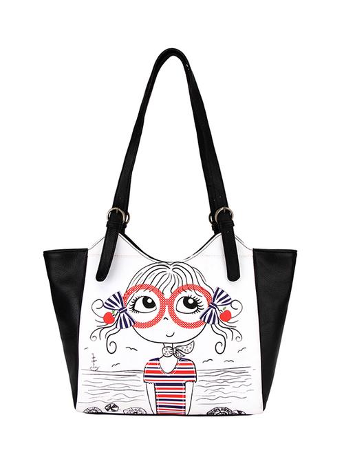 black leatherette  regular handbag - 14521292 - Very Small Image - 1