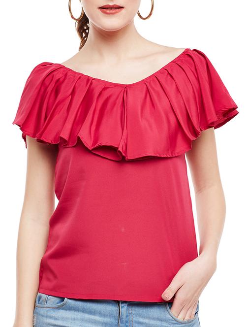 solid pink ruffled top - 14528063 - Very Small Image - 1