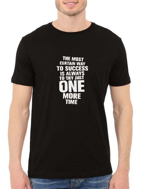 black cotton chest print tshirt - 14548102 - Very Small Image - 1