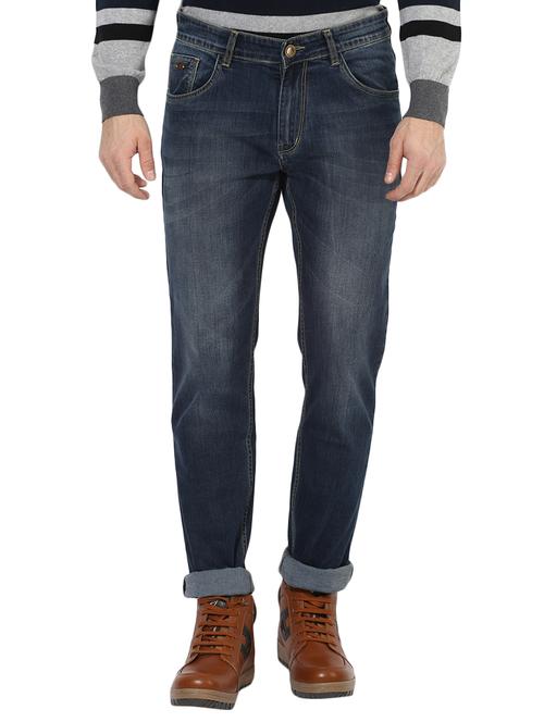 Blue Cotton Washed Jeans - 14556354 - Very Small Image - 1