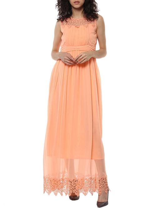 orange laced maxi dress - 14557300 - Very Small Image - 1