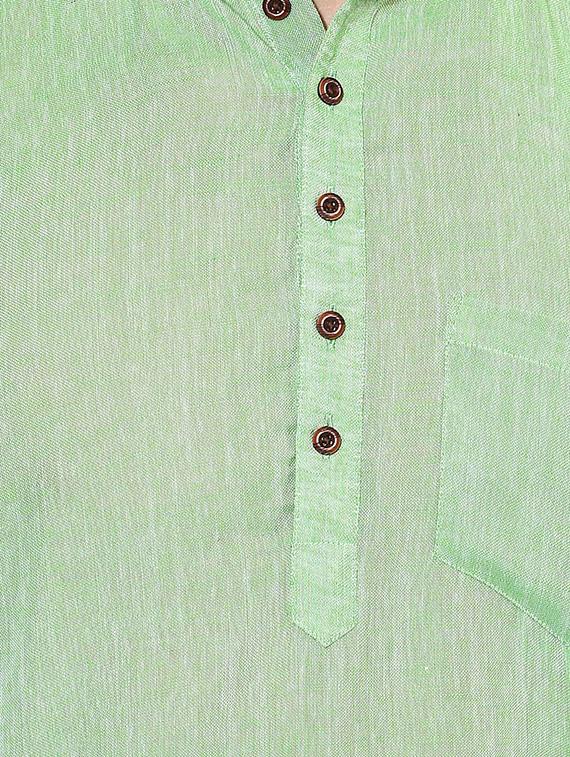green cotton short kurta - 14557685 - Standard Image - 3