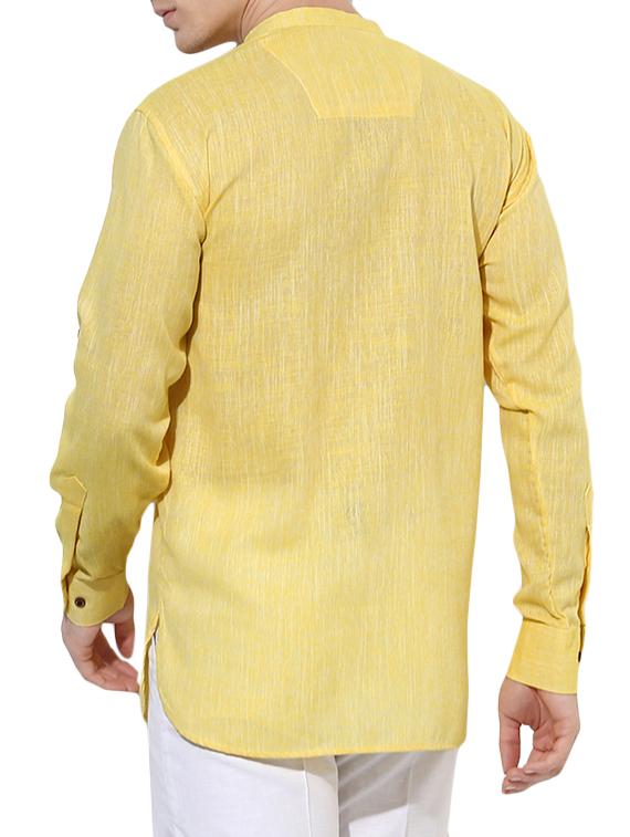 yellow cotton short kurta - 14557688 - Standard Image - 2