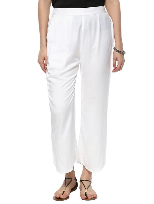 white solid mid rise flat front trouser - 14572652 - Very Small Image - 1